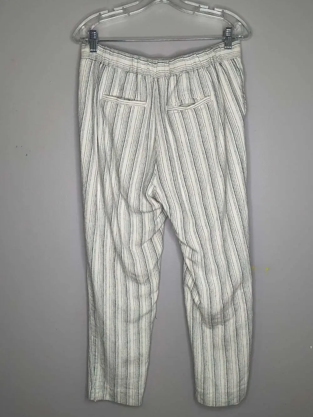 Banana Republic White Pull On Striped Linen Blend Straight Pants Size 6 Hayden